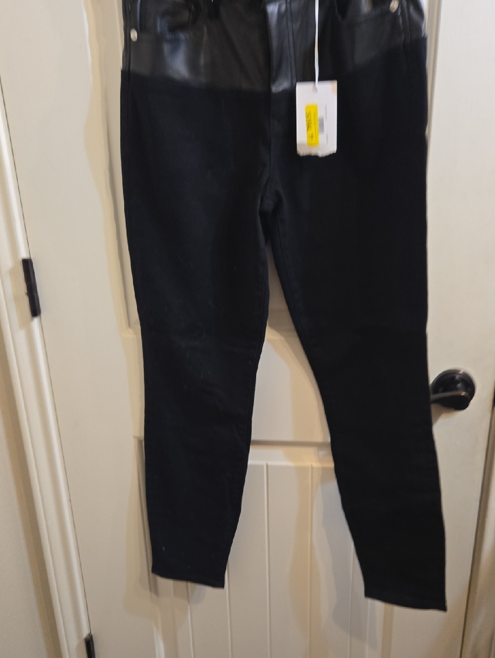 Dear John Black Faux Leather Trim Pants